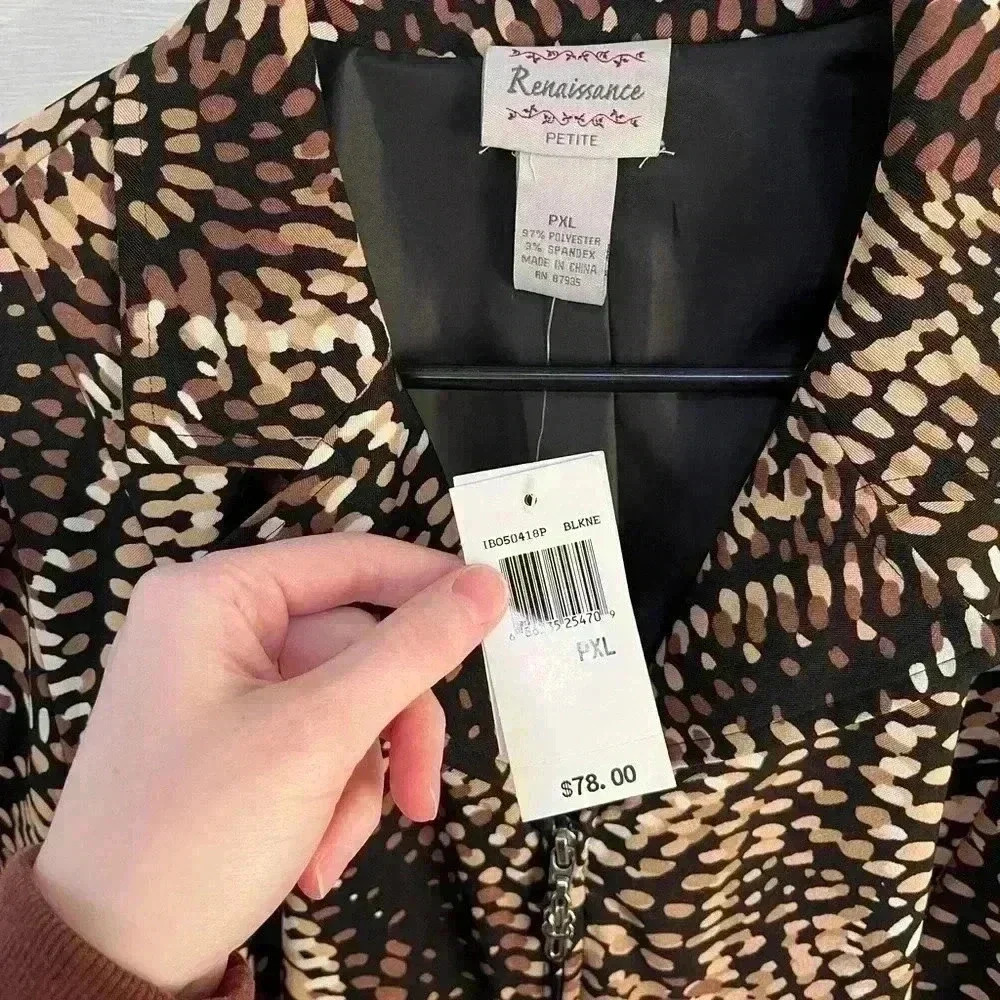 renaissance brand black and brown spotted blazer zip up - Picture 4 of 5